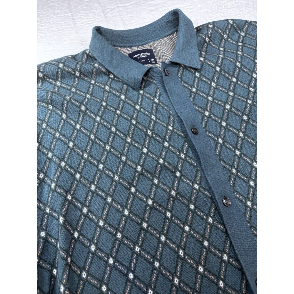 Abercrombie & Fitch Shirt Men 2XLT Knit Sweater Button Up Resort Vacation Preppy